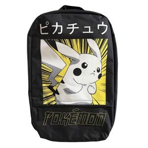Pokemon Pikachu Kanji Black Backpack Bioworld 2022 Tech Sleeve 11"x19"x5.5" NWOT